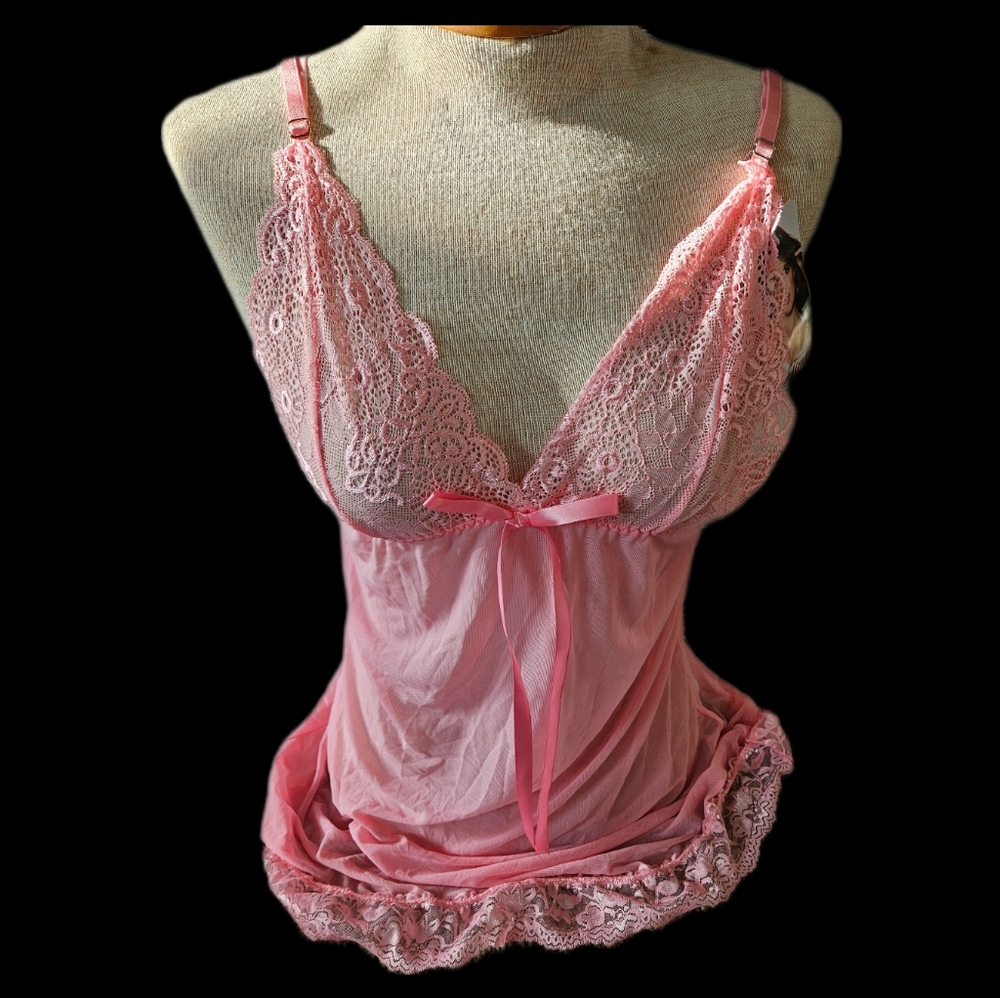 Pink Babydoll Lingerie, Size Large